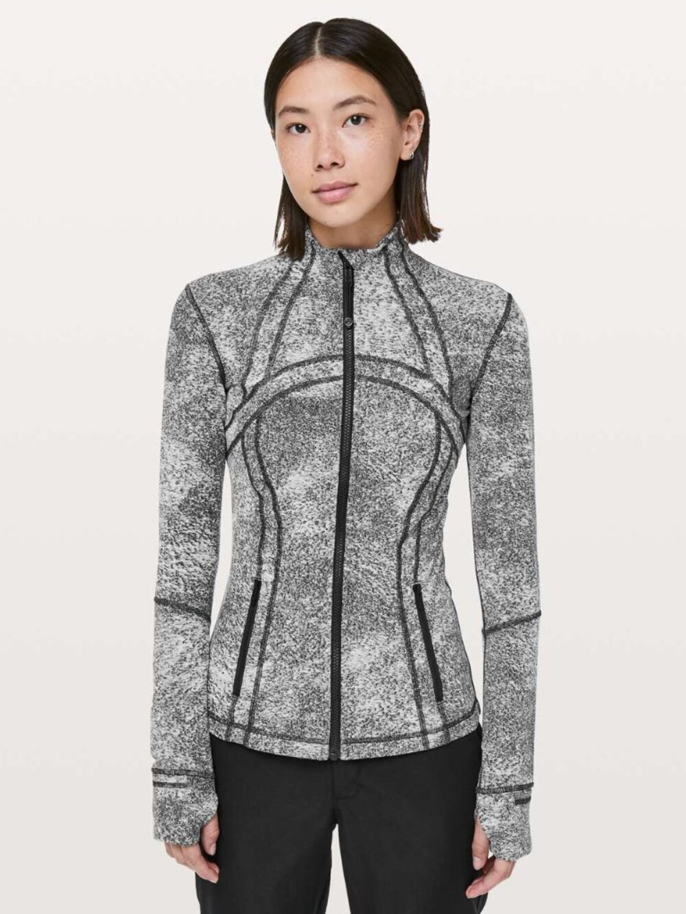 Lululemon Define Jacket Womens 8 Luon Spray Jacquard White Black